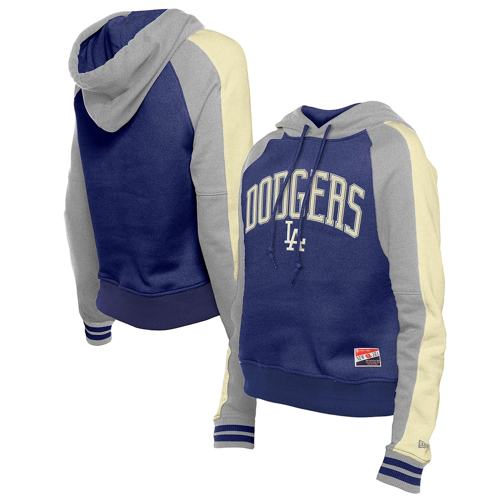 Women's New Era  Royal Los Angeles Dodgers Cooperstown Collection Cropped Raglan Pullover Hoodie