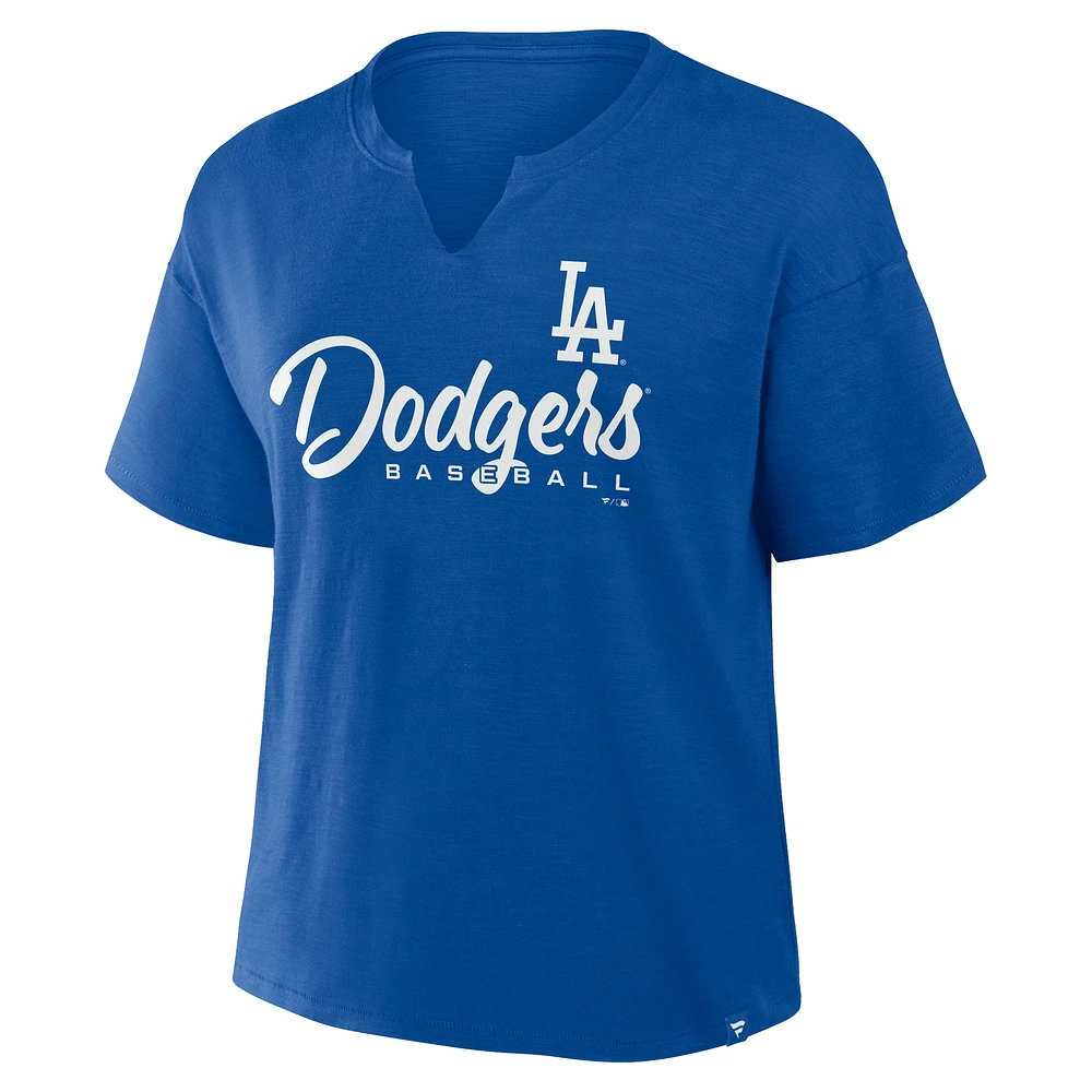 Women's Profile  Royal Los Angeles Dodgers Plus Wordmark Notch Neck T-Shirt