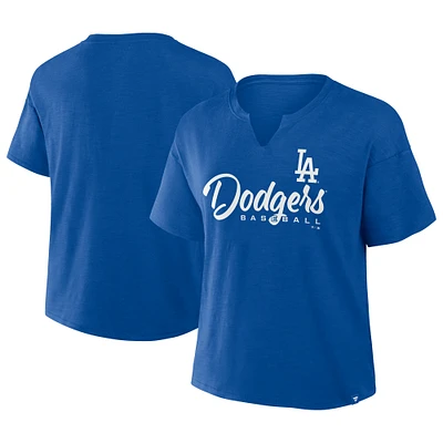Women's Profile  Royal Los Angeles Dodgers Plus Wordmark Notch Neck T-Shirt