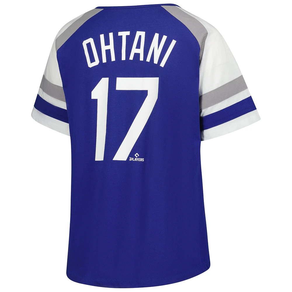 Women's Profile Shohei Ohtani Royal Los Angeles Dodgers Plus Name & Number Raglan T-Shirt