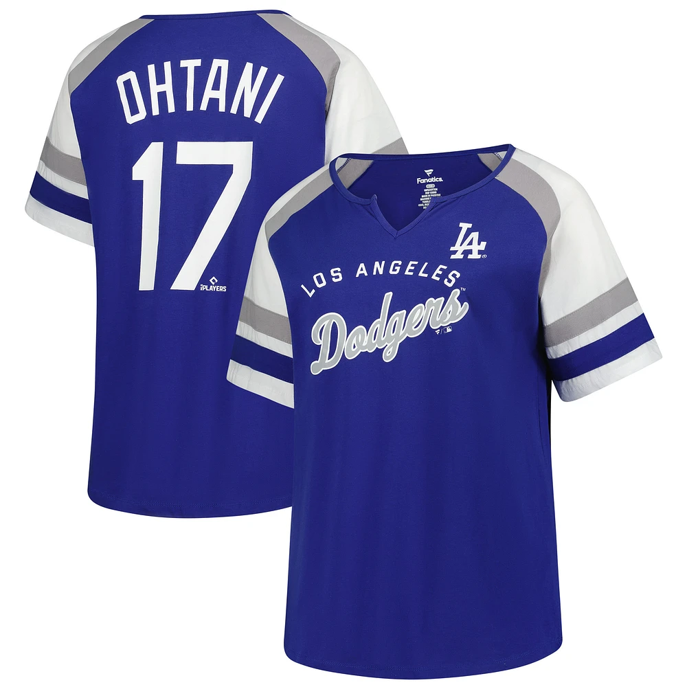 Women's Profile Shohei Ohtani Royal Los Angeles Dodgers Plus Name & Number Raglan T-Shirt