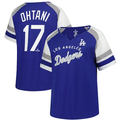 Women's Profile Shohei Ohtani Royal Los Angeles Dodgers Plus Name & Number Raglan T-Shirt