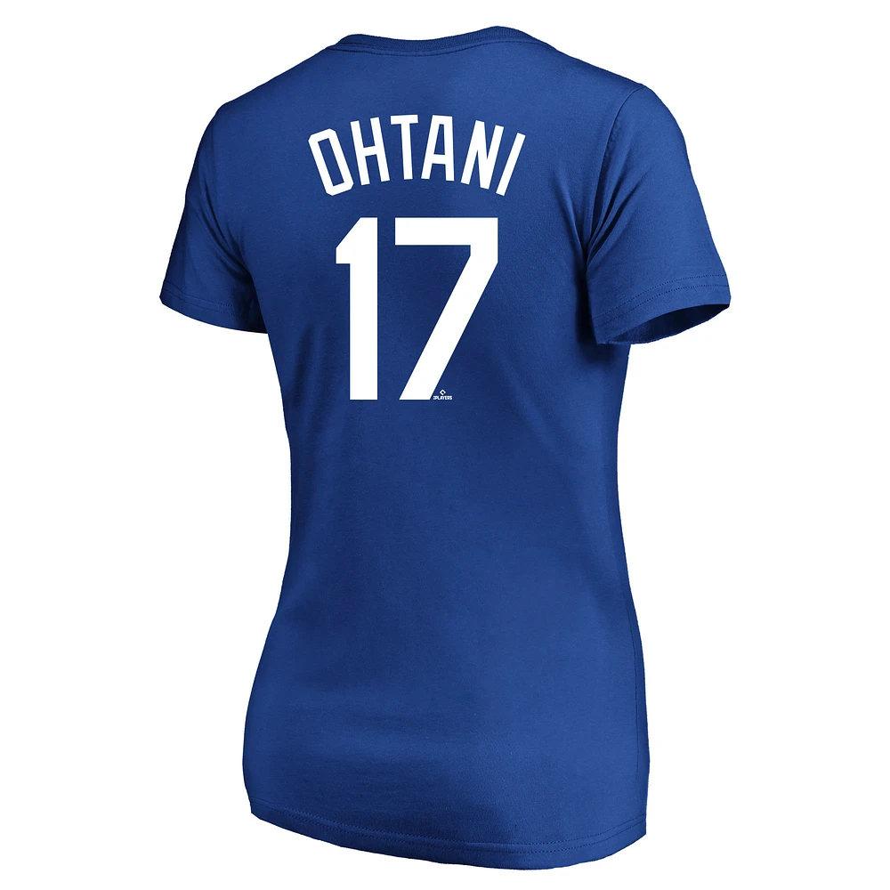 Profil femme Shohei Ohtani Royal Los Angeles Dodgers T-shirt grande taille avec nom et numéro