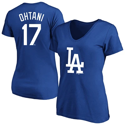 Profil femme Shohei Ohtani Royal Los Angeles Dodgers T-shirt grande taille avec nom et numéro
