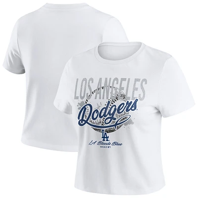 T-shirt court blanc effet vieilli pour bébé des Dodgers de Los Angeles femmes par Erin Andrews