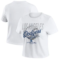 T-shirt court blanc effet vieilli pour bébé des Dodgers de Los Angeles femmes par Erin Andrews