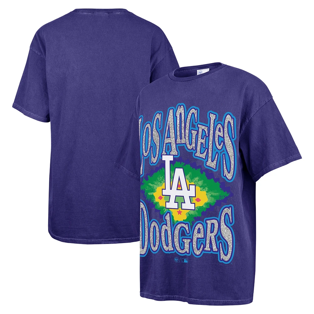 T-shirt petit ami avec lumières clignotantes des Dodgers de Los Angeles '47 bleu marine pour femmes