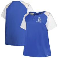 Women's '47 Royal/Gray Los Angeles Dodgers Plus Henley T-Shirt