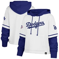 Women's '47 White Los Angeles Dodgers Trifecta Shortstop Cropped Pullover Hoodie