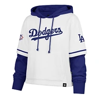 Women's '47 White Los Angeles Dodgers Trifecta Shortstop Cropped Pullover Hoodie