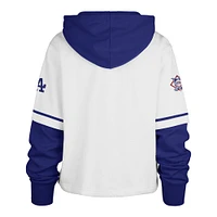 Women's '47 White Los Angeles Dodgers Trifecta Shortstop Cropped Pullover Hoodie