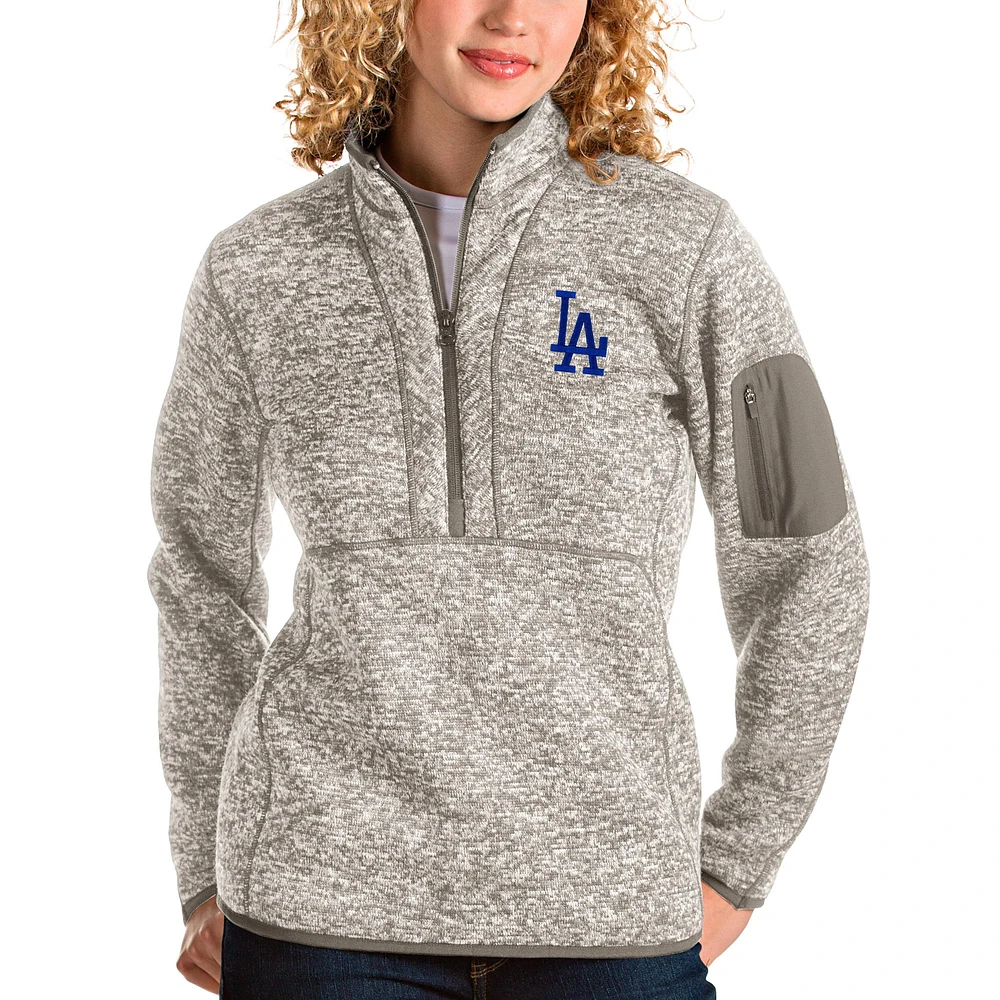 Veste à enfiler glissière quart de tour Fortune des Dodgers Los Angeles pour femme Antigua Oatmeal