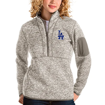 Veste à enfiler glissière quart de tour Fortune des Dodgers Los Angeles pour femme Antigua Oatmeal