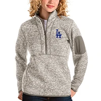 Veste à enfiler glissière quart de tour Fortune des Dodgers Los Angeles pour femme Antigua Oatmeal