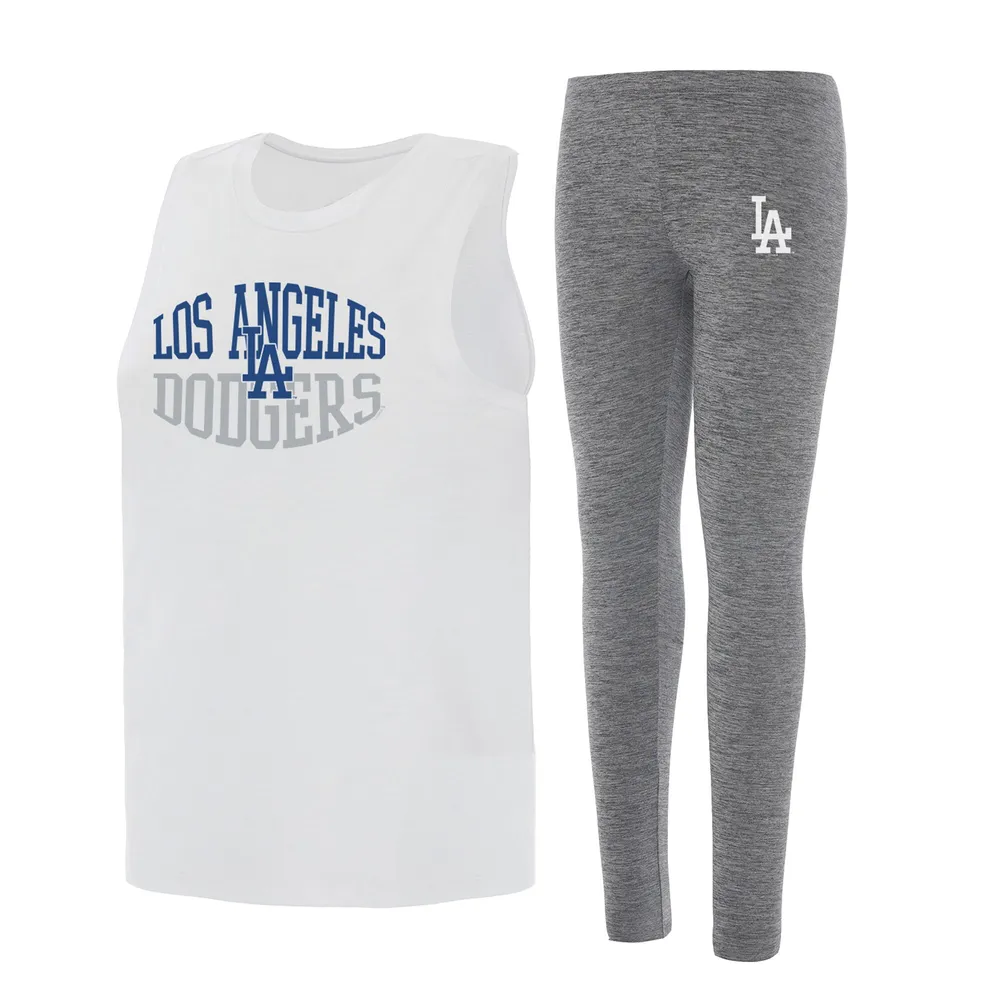 Women's Concepts Sport Cream Los Angeles Dodgers Crossfield Long Sleeve Top & Shorts Set Size: Large