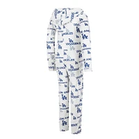 Women's Concepts Sport White Los Angeles Dodgers Docket Microfleece Union Hooded Zippered Onesie