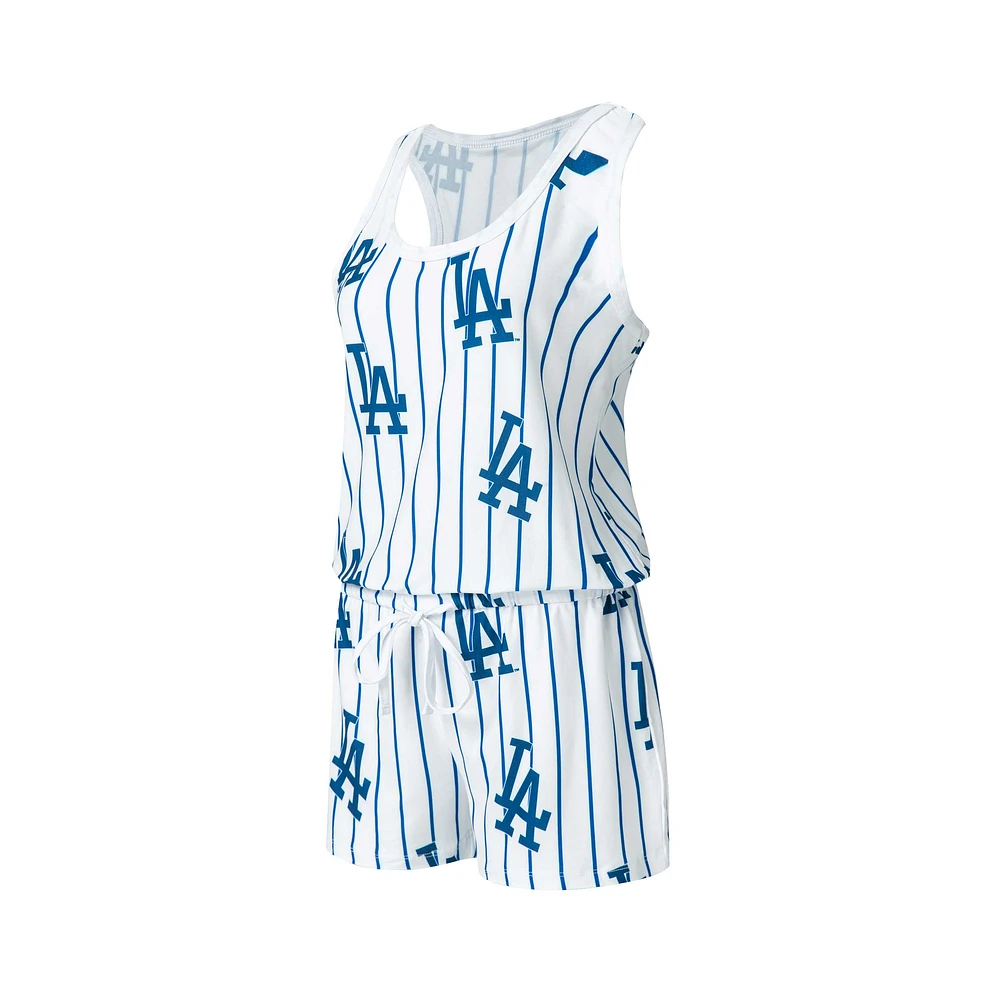 Women's Concepts Sport White Los Angeles Dodgers Reel Pinstripe Knit Romper