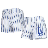 Concepts Sport - Short de nuit blanc à fines rayures Los Angeles Dodgers Reel pour femme