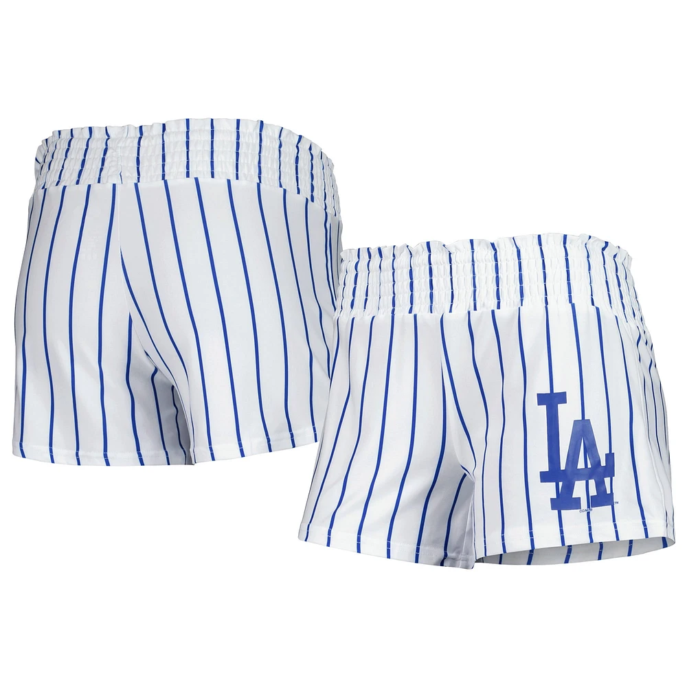 Women's Concepts Sport White Los Angeles Dodgers Reel Pinstripe Sleep Shorts