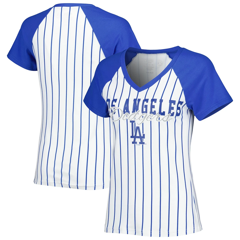 Women's Concepts Sport White Los Angeles Dodgers Reel Pinstripe Top