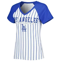 Women's Concepts Sport White Los Angeles Dodgers Reel Pinstripe Top