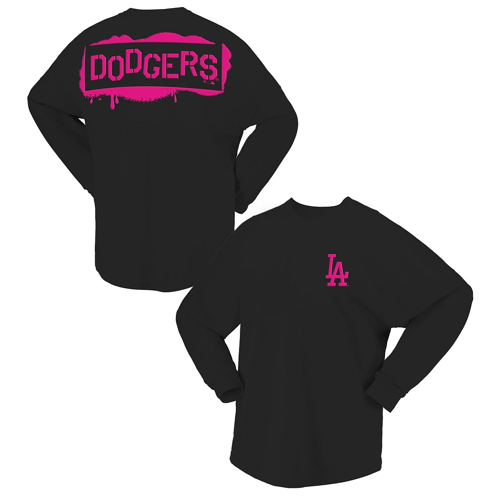 Women's Fanatics  Black Los Angeles Dodgers Neon Jersey Long Sleeve T-Shirt