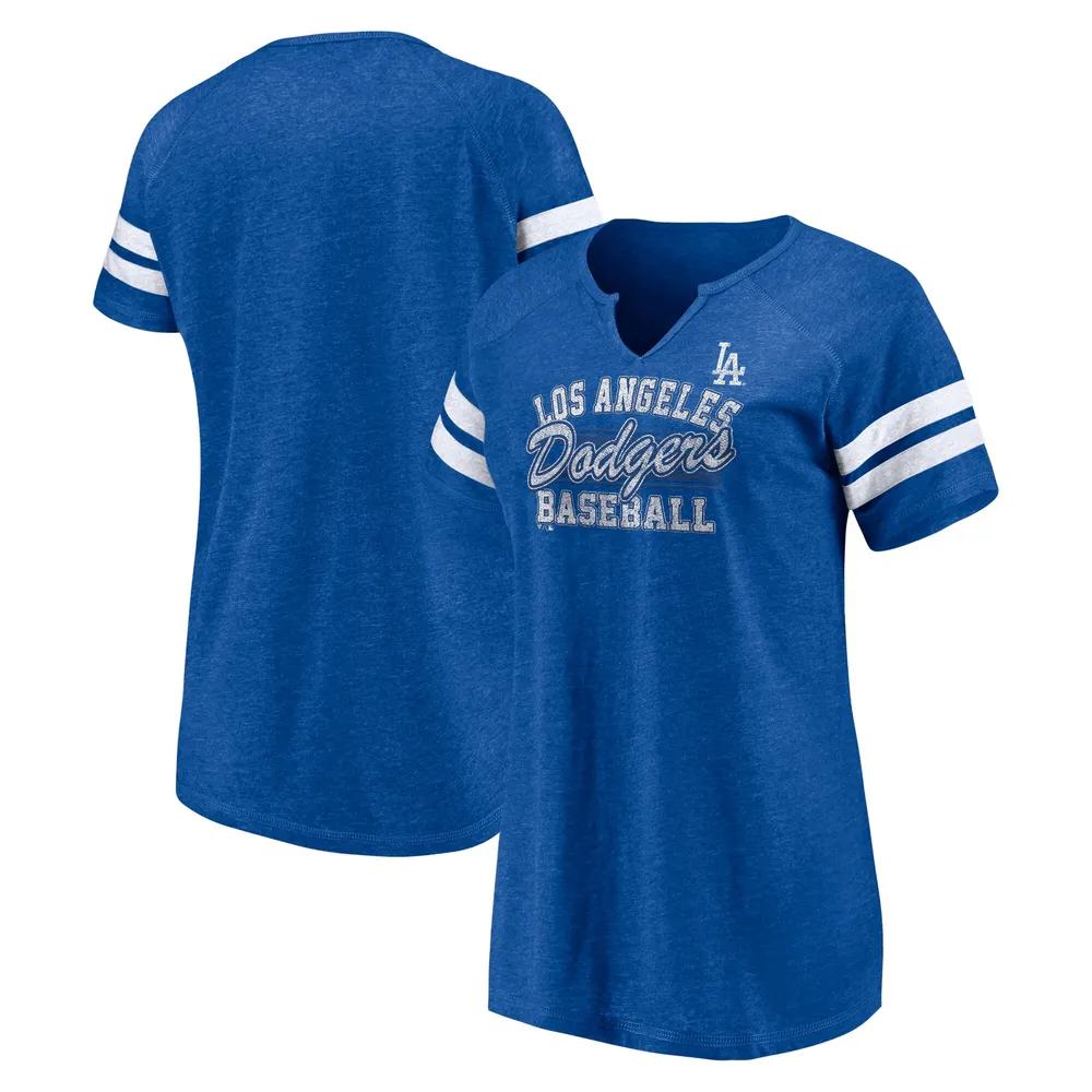 Youth White/Royal Los Angeles Dodgers Pinstripe Raglan V-Neck T-Shirt