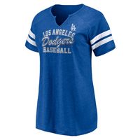 Los Angeles Dodgers Women's Plus Size Notch Neck T-Shirt - White/Royal