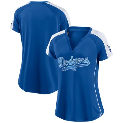 Los Angeles Dodgers Fanatics Branded Women's Royal/White True Classic League Diva Pinstripe Raglan V-Neck T-Shirt