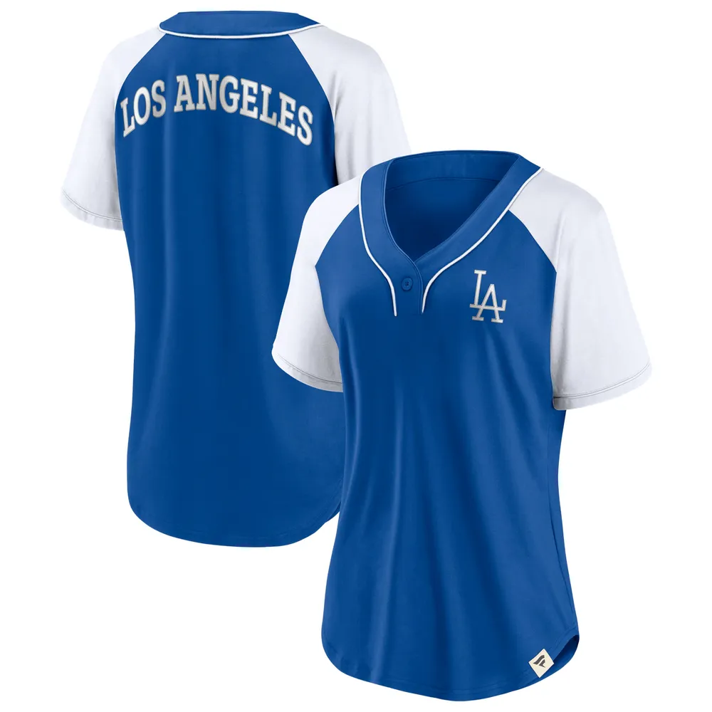 Lids Los Angeles Dodgers Fanatics Branded Women's Bunt Raglan V-Neck T-Shirt  - Royal