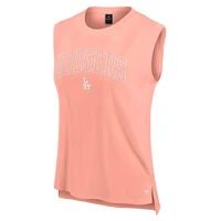 Women's Fanatics Coral Los Angeles Dodgers Studio Gym Tank Top