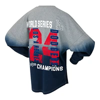 Women's Fanatics Gray Los Angeles Dodgers 2024 World Series Champions Ombre Dip Long Sleeve T-Shirt