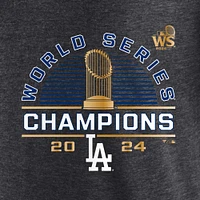 T-shirt à manches 3/4 en mélange de trois couleurs pour femmes Fanatics Heather Charcoal Los Angeles Dodgers Champions la Série mondiale 2024 Wild Pitch