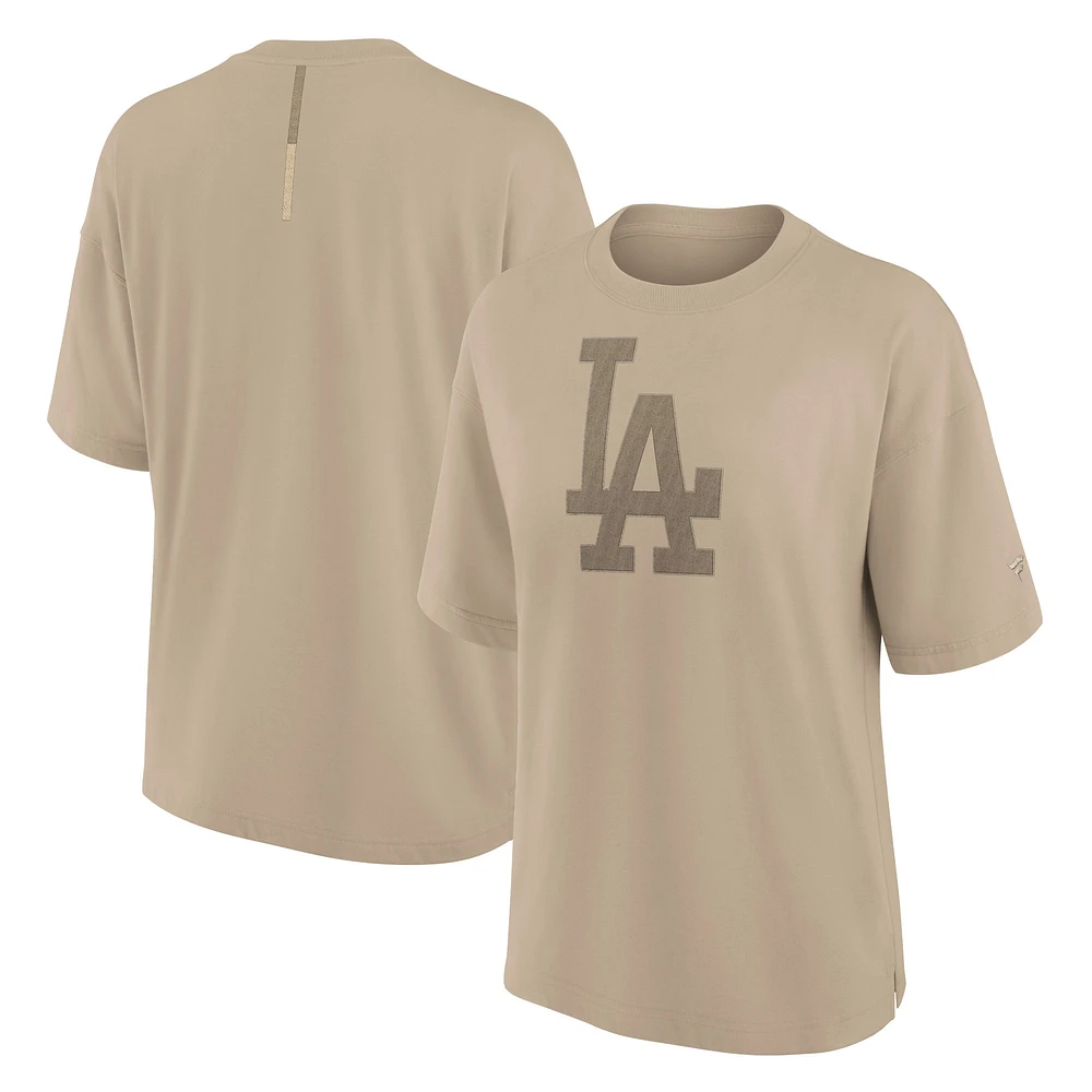 Women's Fanatics Khaki Los Angeles Dodgers Elements Oversized T-Shirt