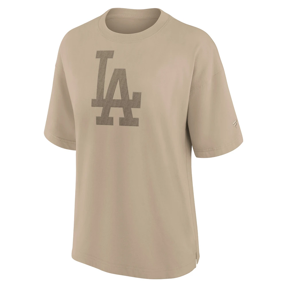Women's Fanatics Khaki Los Angeles Dodgers Oversized Elements T-Shirt