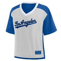 Women's Fanatics Royal/Graphite Los Angeles Dodgers Oversized Race To Win V-Neck T-Shirt