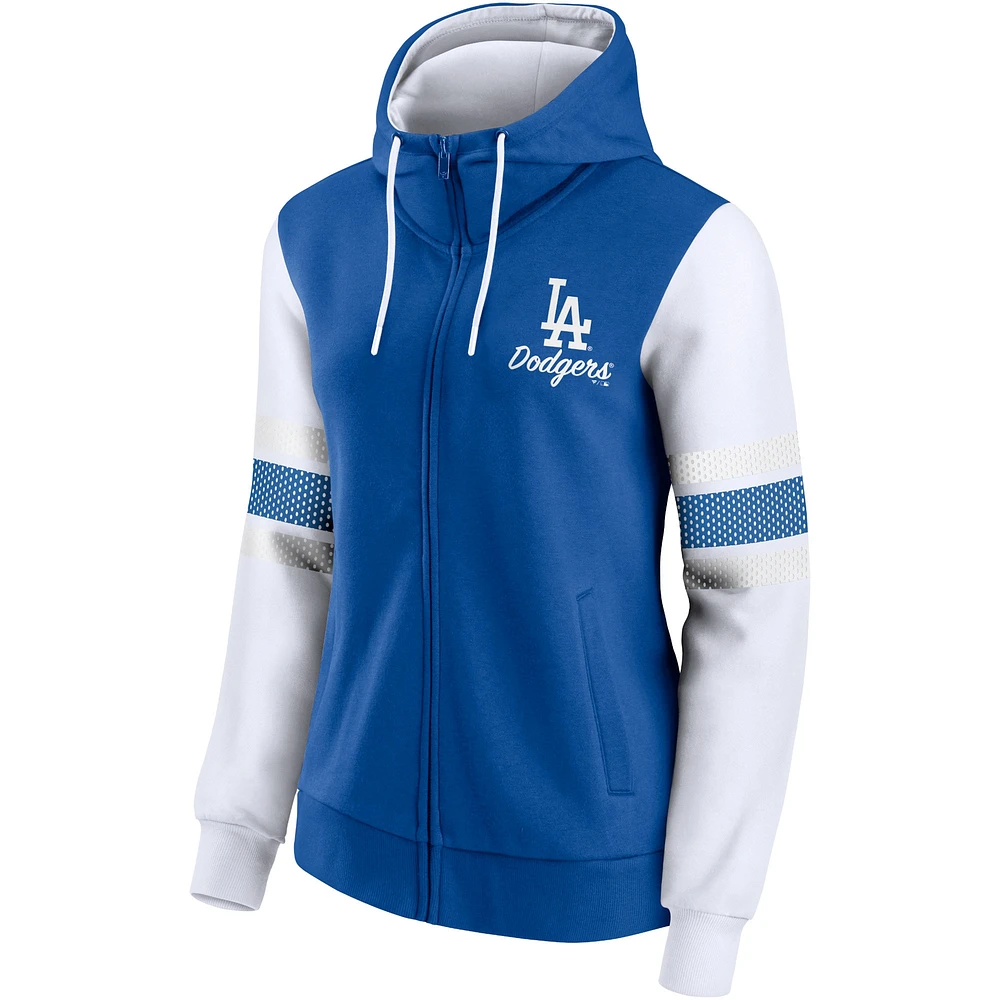 Fanatics pour femmes Royal/Blanc Los Angeles Dodgers Primary Script Full-Zip - Sweat à capuche