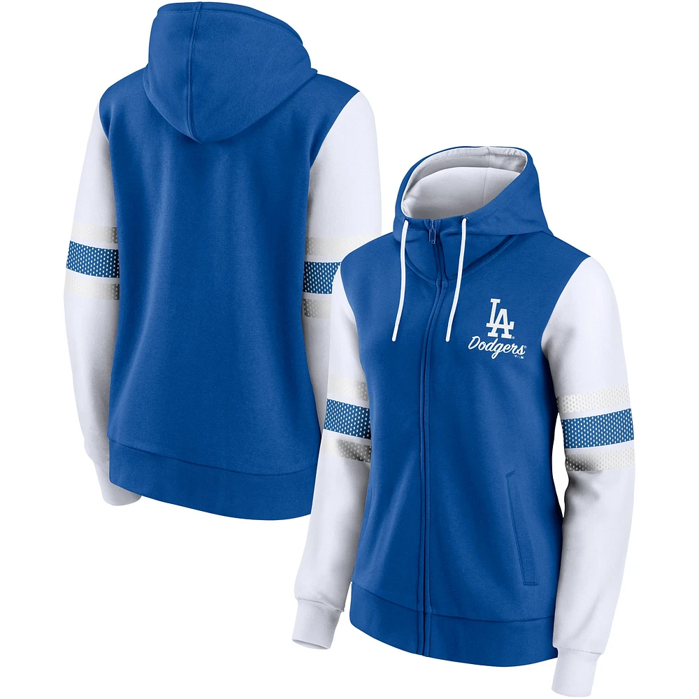 Fanatics pour femmes Royal/Blanc Los Angeles Dodgers Primary Script Full-Zip - Sweat à capuche