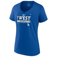 Fanatics Royal Los Angeles Dodgers 2022 NL West Division Champions T-shirt à col en V grande taille pour femmes