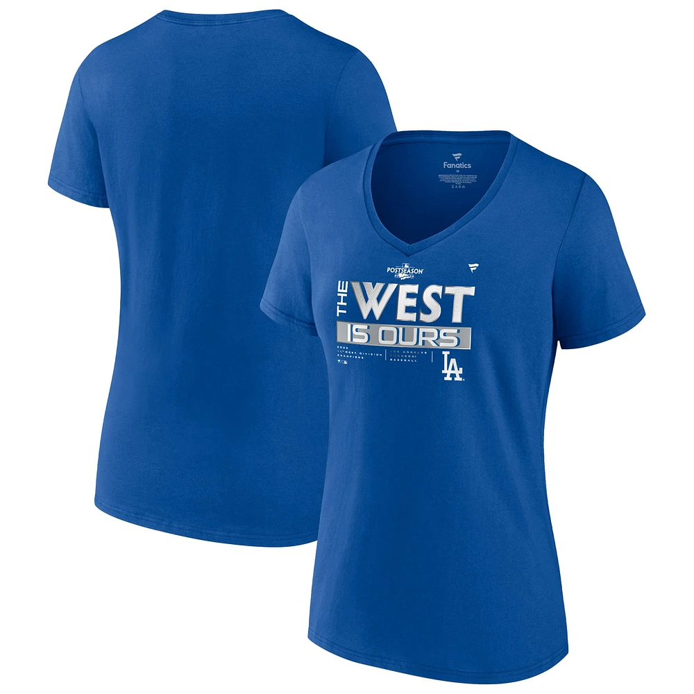 Fanatics Royal Los Angeles Dodgers 2022 NL West Division Champions T-shirt à col en V grande taille pour femmes