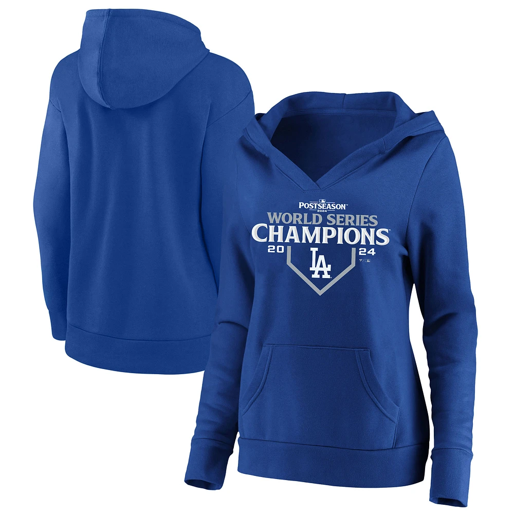 Sweat à capuche avec logo taille plus pour femmes Fanatics Royal Los Angeles Dodgers Champions de la Série mondiale 2024