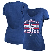 Women's Fanatics Royal Los Angeles Dodgers 2024 World Series Modest Tri-Blend V-Neck T-Shirt