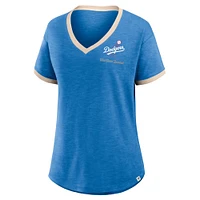 Women's Fanatics Royal Los Angeles Dodgers Binge Worthy Stadium Slub V-Neck T-Shirt
