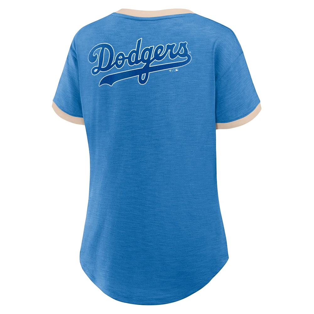Women's Fanatics Royal Los Angeles Dodgers Binge Worthy Stadium Slub V-Neck T-Shirt