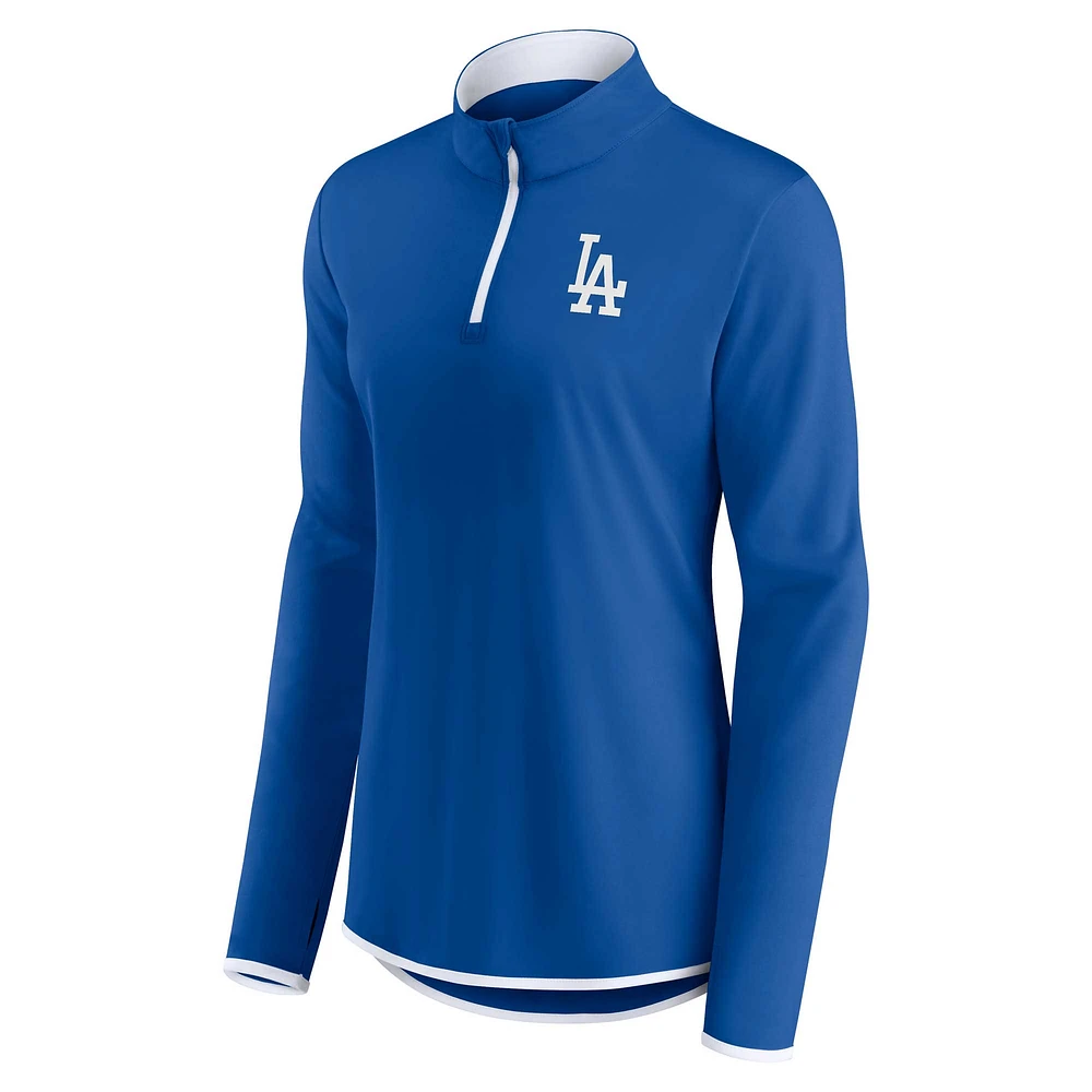 Haut à quart de zip Fanatics Royal Los Angeles Dodgers Corner pour femmes