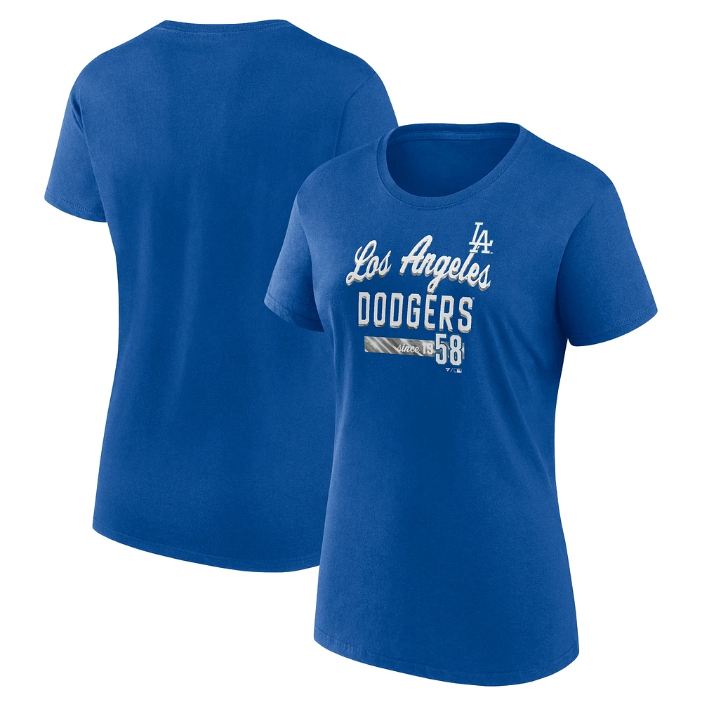 T-shirt ajusté avec logo Fanatics Royal Los Angeles Dodgers pour femmes