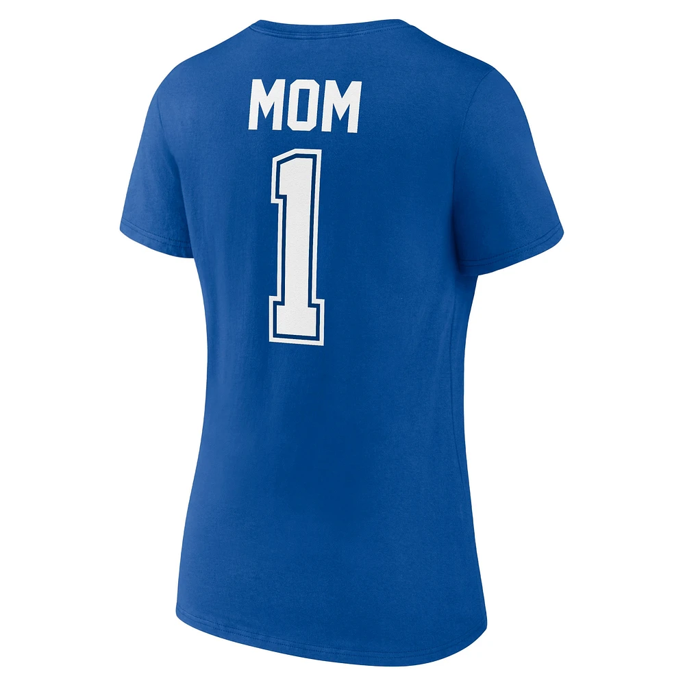 Fanatics Royal Los Angeles Dodgers pour femmes - T-shirt à col en V grande taille la fête des mères #1 Mom