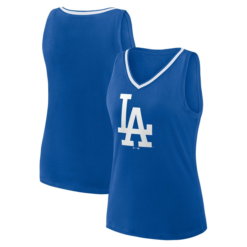 Women's Fanatics Royal Los Angeles Dodgers Stellar Win V-Neck Tank Top