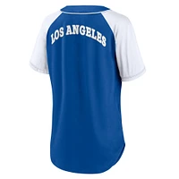 Women's Fanatics Royal Los Angeles Dodgers Ultimate Style Raglan V-Neck T-Shirt