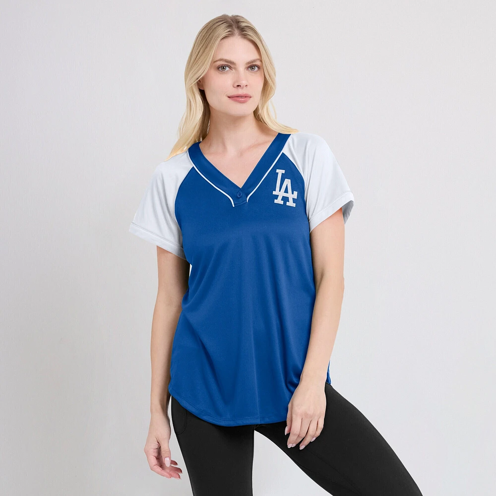 Women's Fanatics Royal Los Angeles Dodgers Ultimate Style Raglan V-Neck T-Shirt